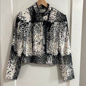 Alberto Malaki Black and White Animal Print Jacket and Skirt